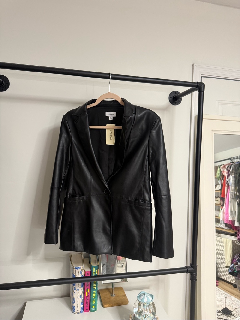 Evereve Black Faux Leather Blazer Jacket